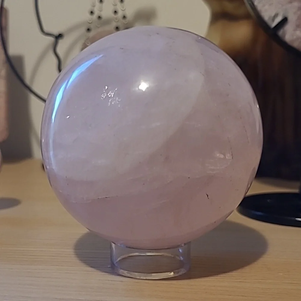 Rose Quartz Crystal Sphere - Picture 2 of 3